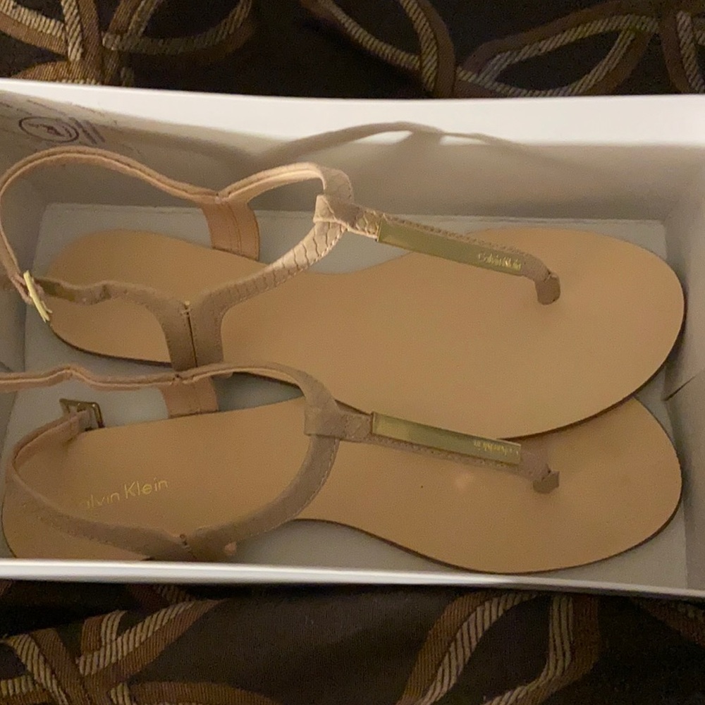 Sandals by Calvin Klein size 9 1/2 Samira Matte Snake Pale Blush